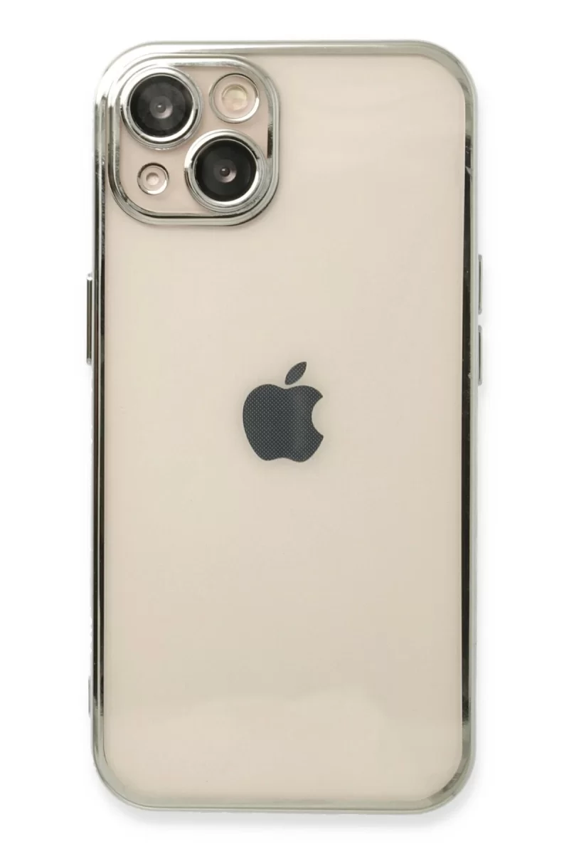 Newface Apple iPhone 14 Plus Kılıf Razer Lensli Silikon - Gümüş