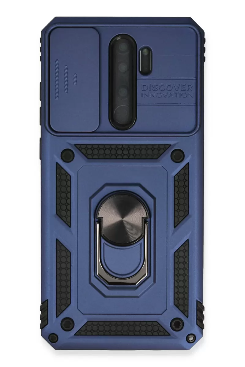 Newface Xiaomi Redmi Note 8 Pro Kılıf Pars Lens Yüzüklü Silikon - Lacivert