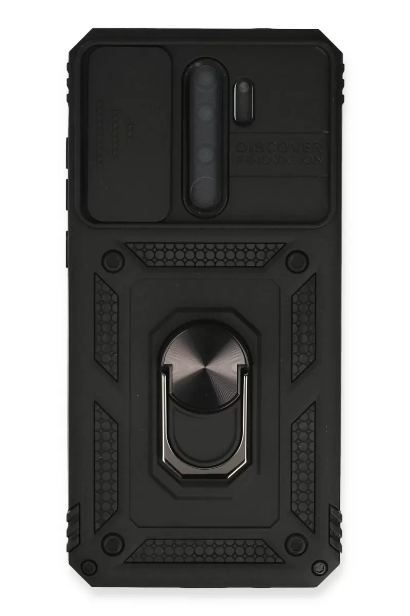 Newface Xiaomi Redmi Note 8 Pro Kılıf Pars Lens Yüzüklü Silikon - Siyah