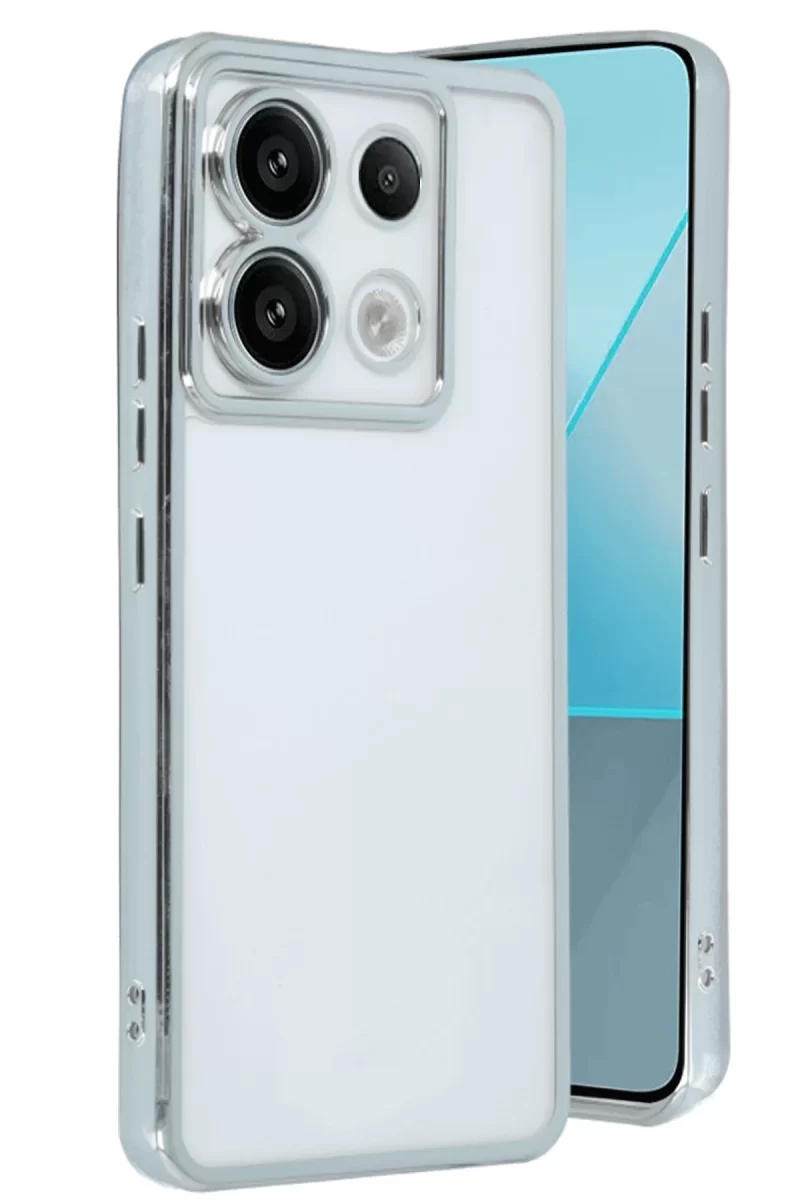 Newface Xiaomi Poco X6 Kılıf Razer Lensli Silikon - Gümüş