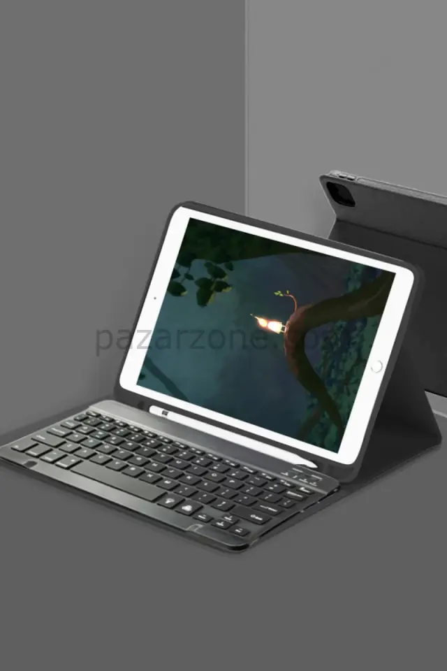 Newface Samsung Galaxy T220 Tab A7 Lite Kılıf KC01 Smart Klavyeli Tablet Kılıfı - Siyah