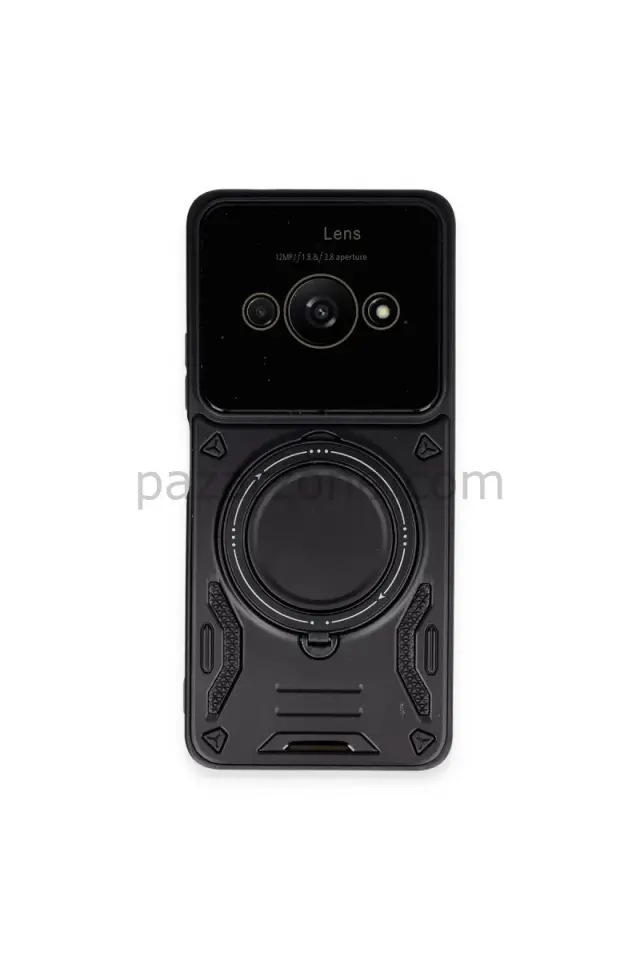 Newface Xiaomi Poco C61 Kılıf Joy Lens Standlı Kapak - Siyah