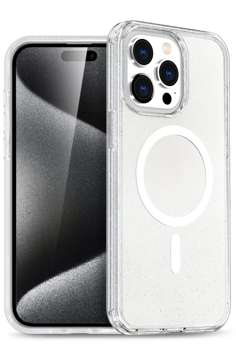 Newface Apple iPhone 15 Pro Kılıf Star Magsafe Kapak - Şeffaf