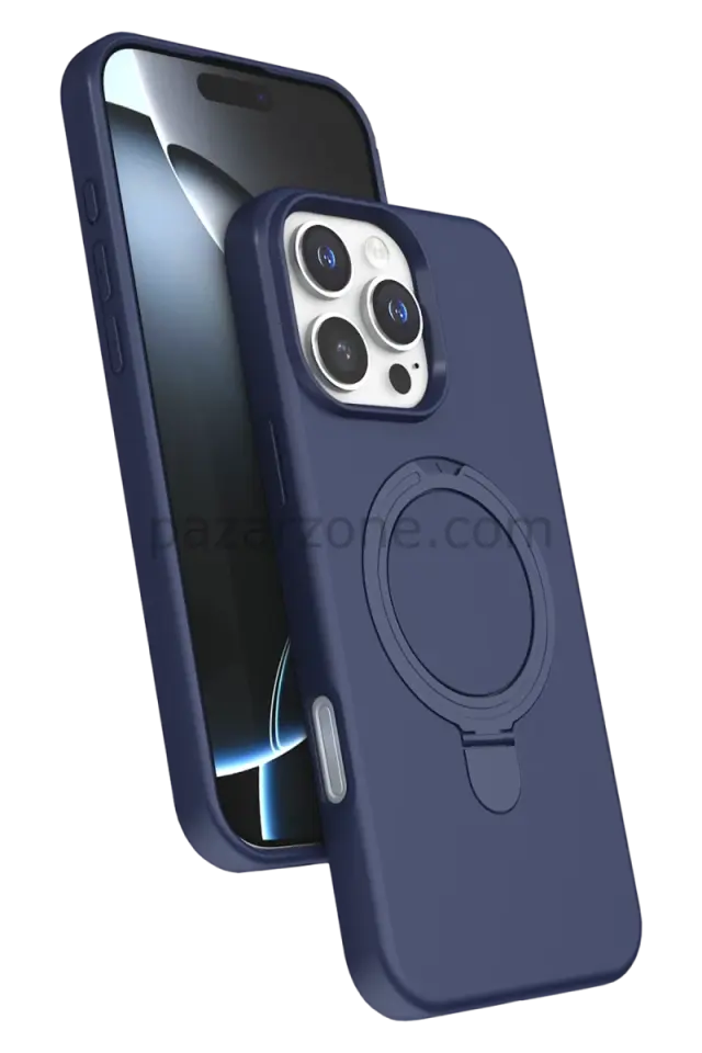 Newface Apple iPhone 16 Pro Max Regal Magsafe Standlı Kapak - Lacivert