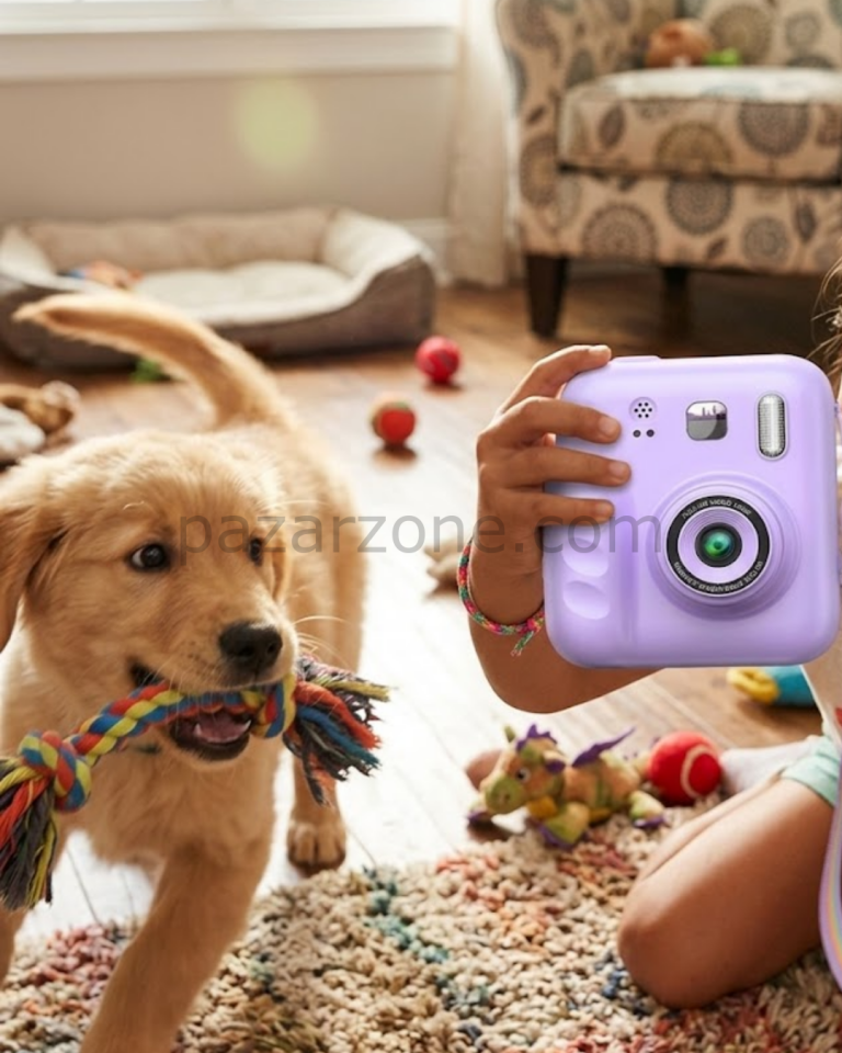 HD Ekranlı Çocuk Fotoğraf Makinesi Video Kayıt ve Baskı Kağıdı Kalem Hediyeli