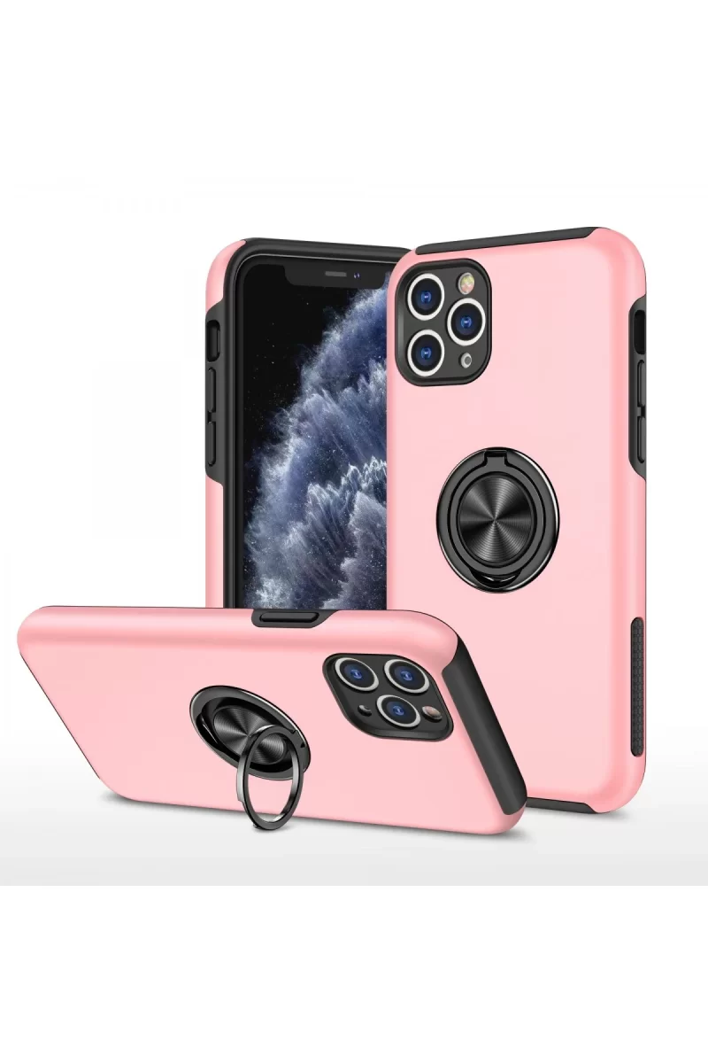 Newface Apple iPhone 11 Pro Max Kılıf Elit Yüzüklü Kapak - Pembe