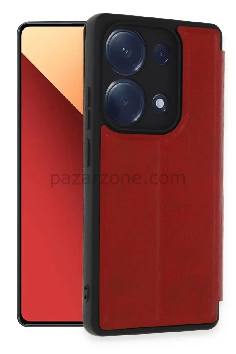 Newface Xiaomi Redmi Note 13 Pro 4G Kılıf Flip Cover - Kırmızı
