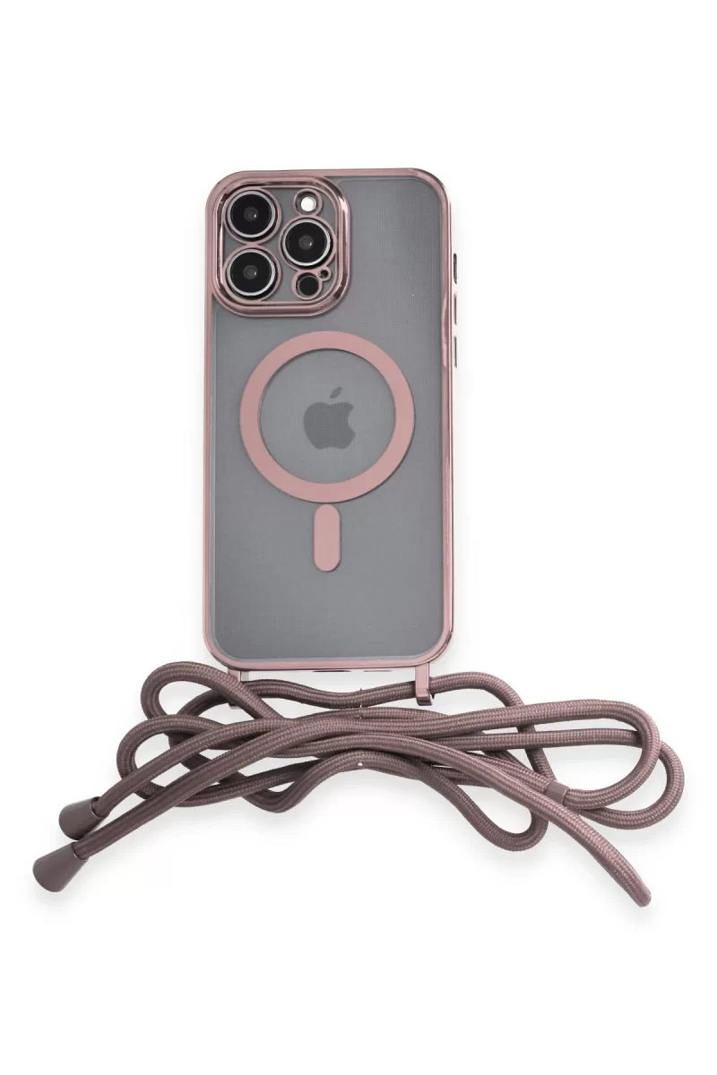 Newface Apple iPhone 14 Pro Kılıf Divo Lazer Askılı Magsafe Kapak - Pembe