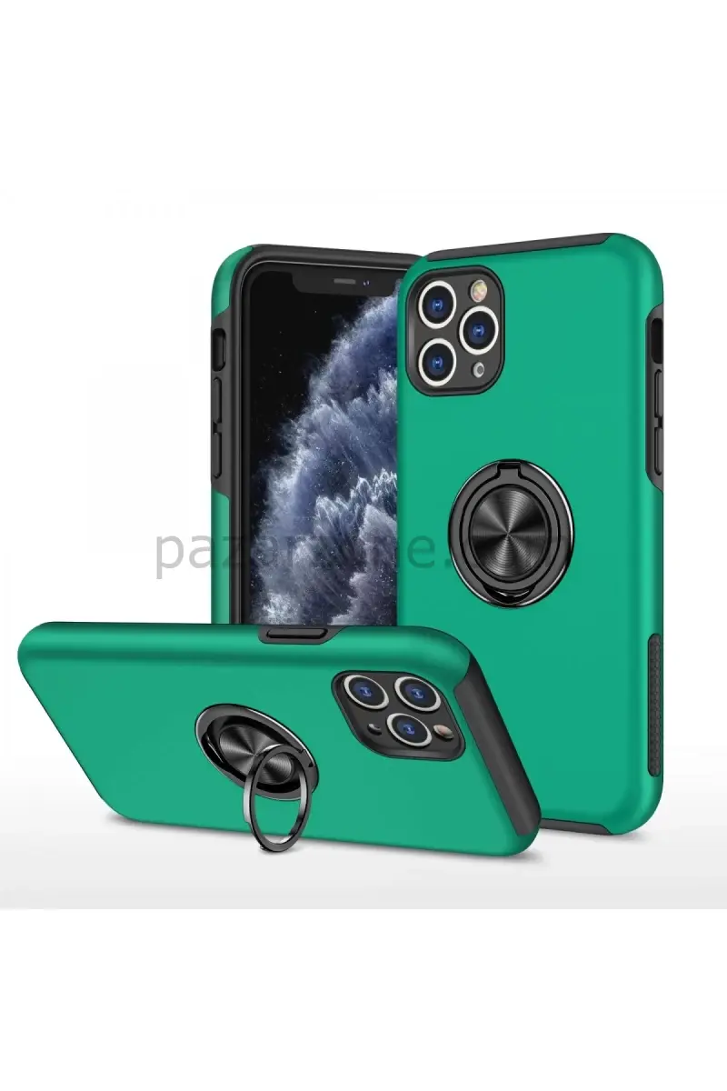 Newface Apple iPhone 11 Pro Max Kılıf Elit Yüzüklü Kapak - Yeşil