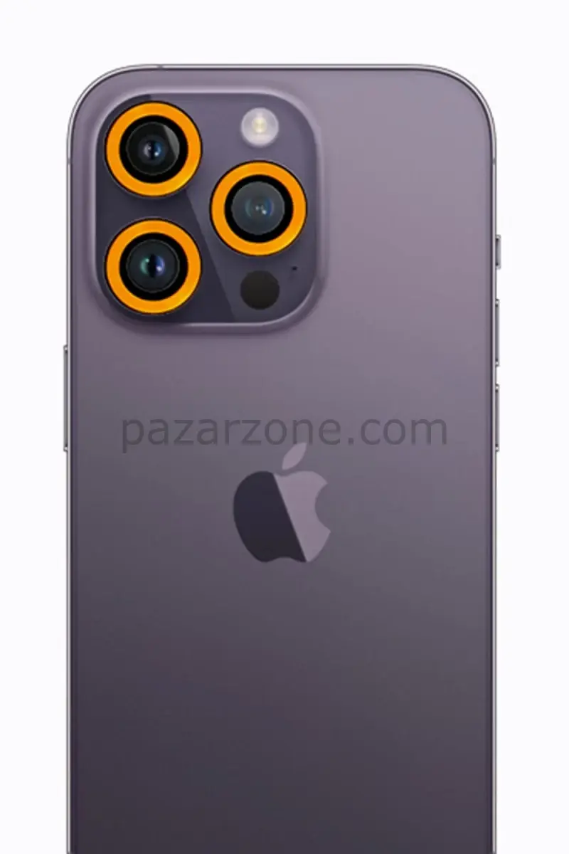 Newface Apple iPhone 12 Pro Max Neon Fosforlu Kamera Lens - Sarı