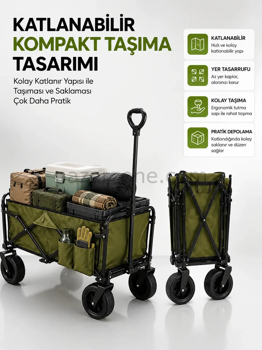 130 KG Taşıma Kapasiteli Katlanabilir Wagon Taşıma Arabası