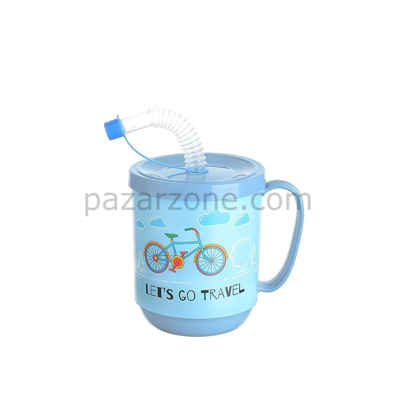 Funny Pipetli Çocuk Içecek Bardağı Desenli Bardak 350ml