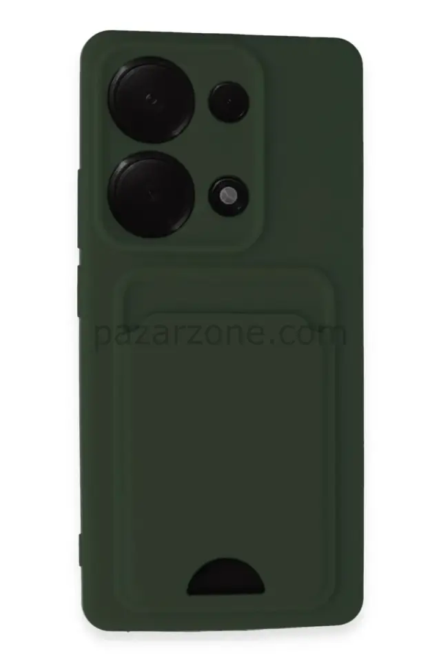Newface Xiaomi Redmi Note 13 Pro 4G Kılıf Kelvin Kartvizitli Silikon - Koyu Yeşil