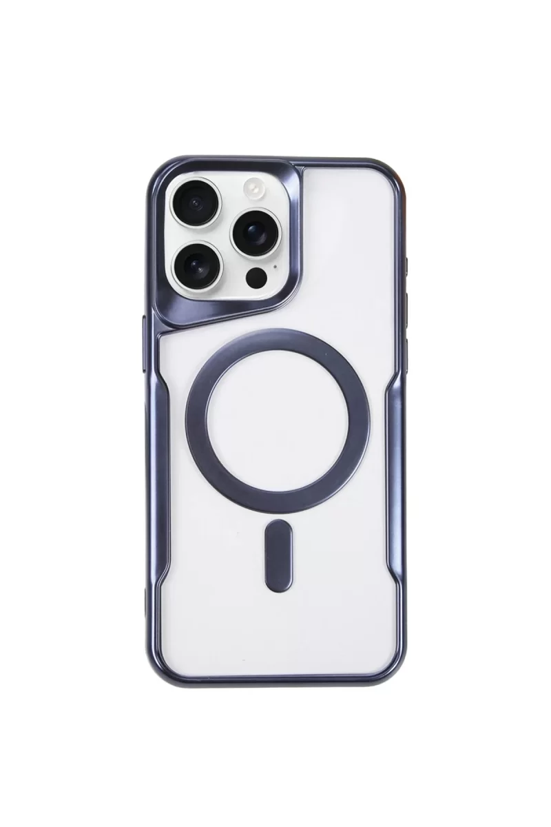 Newface Apple iPhone 15 Pro Max Kılıf Boyi Magsafe Silikon Kapak - Lacivert
