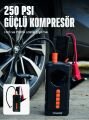 Dijital Araç Kompresörü 4 Fonksiyonlu Akü Takviye Lastik Şişirme Powerbank ve LED El Feneri