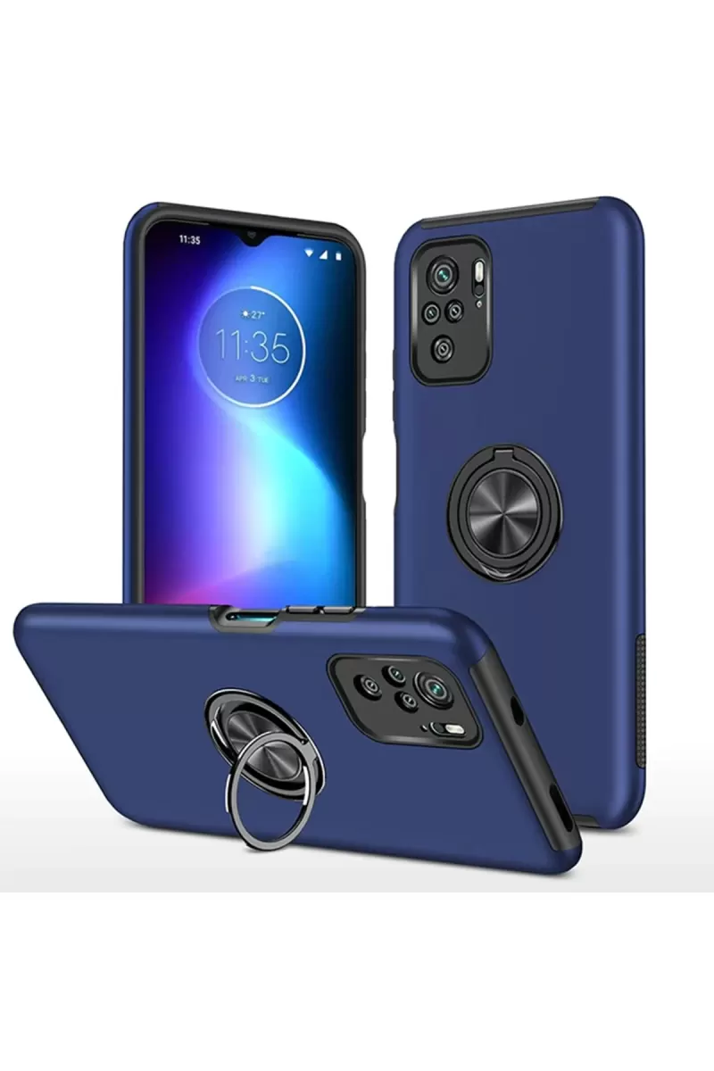 Newface Xiaomi Poco F3 Kılıf Elit Yüzüklü Kapak - Lacivert