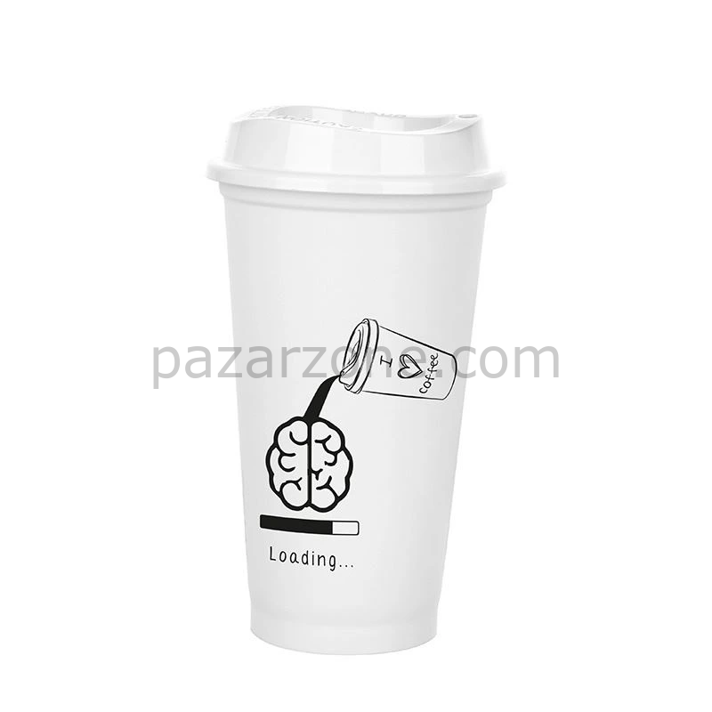 Kahve Bardağı - Kapaklı Beyaz 473 Ml