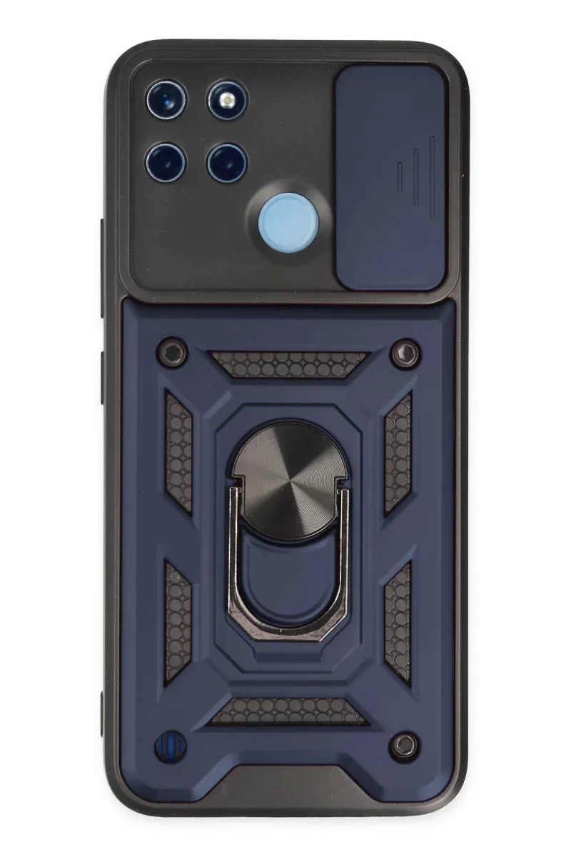Newface Realme C25Y Kılıf Pars Lens Yüzüklü Silikon - Lacivert