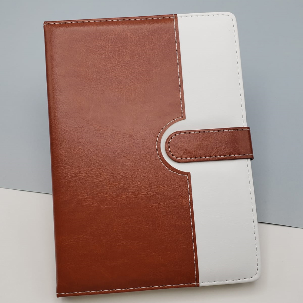 Tarihsiz Ajanda Defter Kahverengi Beyaz Renk