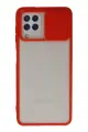Newface Samsung Galaxy A22 Kılıf Palm Buzlu Kamera Sürgülü Silikon - Kırmızı