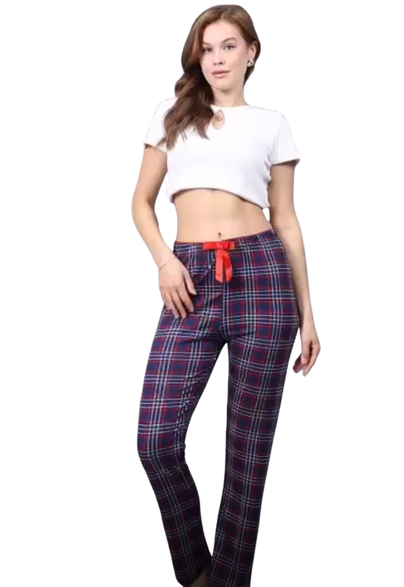 Pijama Altı Modal  Ring Viskon Kumaş-Ekose Desenli