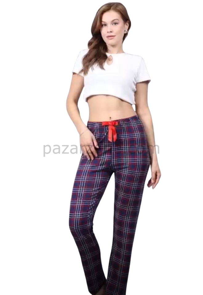Pijama Altı Modal  Ring Viskon Kumaş-Ekose Desenli