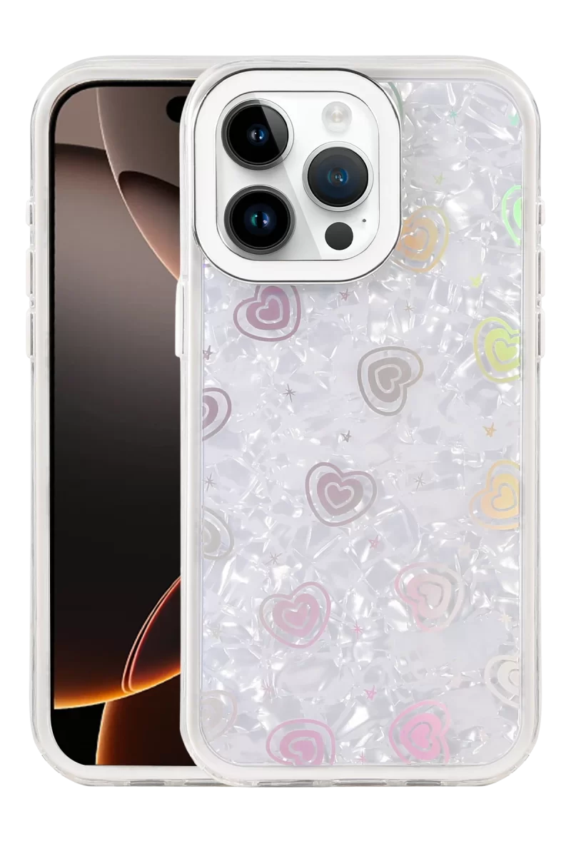 Newface Apple iPhone 15 Pro Lumi Desenli Kapak - Beyaz