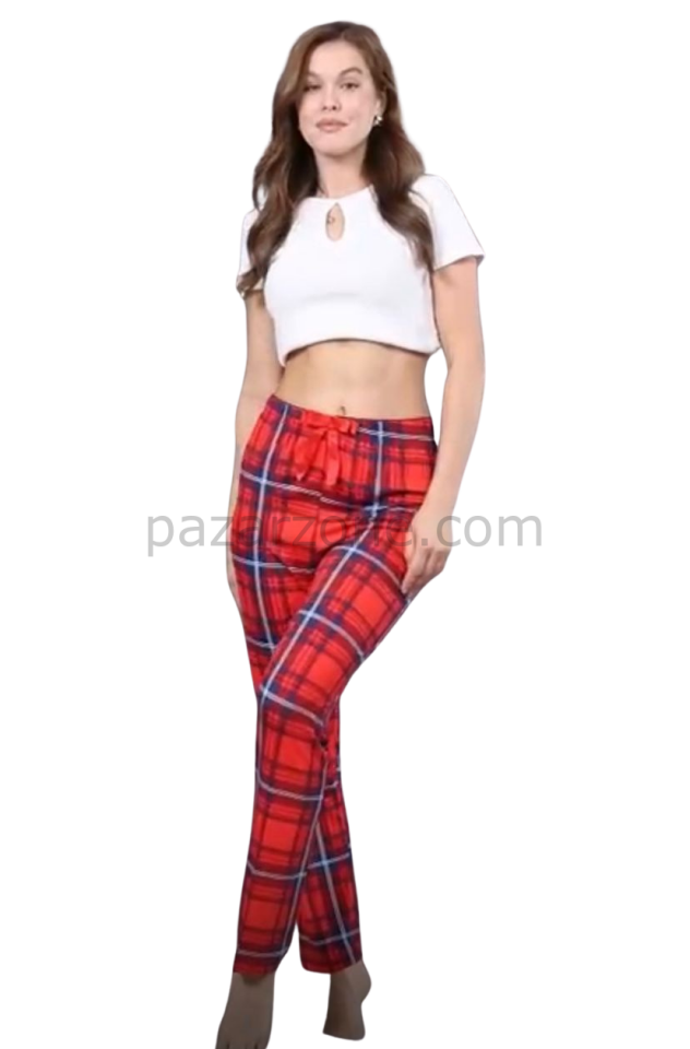 Pijama Altı Modal  Ring Viskon Kumaş-Ekose Desenli
