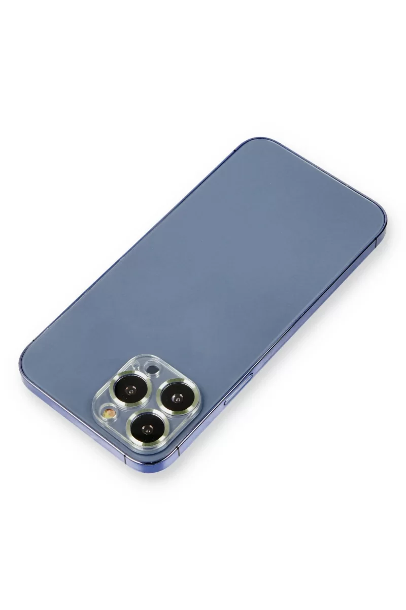 Newface Apple iPhone 12 Pro Metal Kamera Lens Koruma Cam - Açık Yeşil