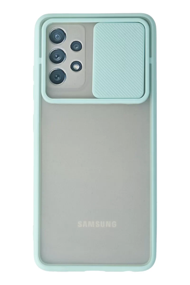 Newface Samsung Galaxy A52 Kılıf Palm Buzlu Kamera Sürgülü Silikon - Turkuaz