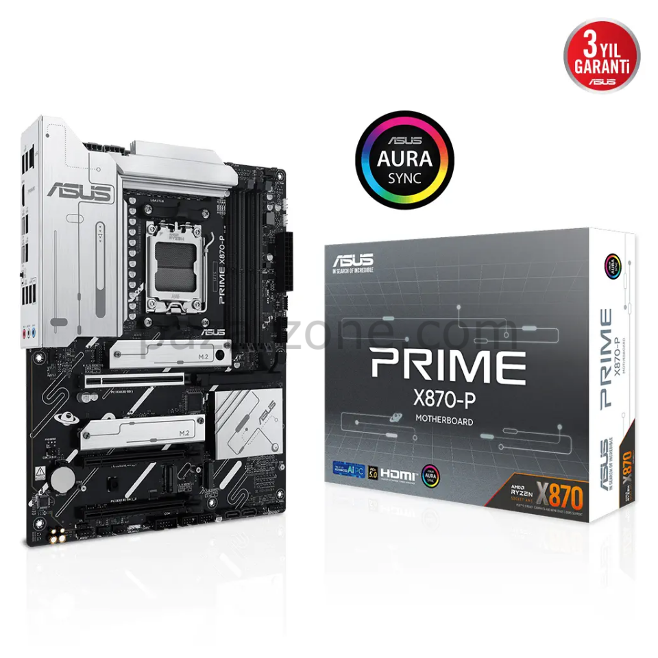 ASUS PRIME X870-P, 4xDDR5, 4xM.2, HDMI, DP, Type-C, AM5 Soket GAMING Anakart