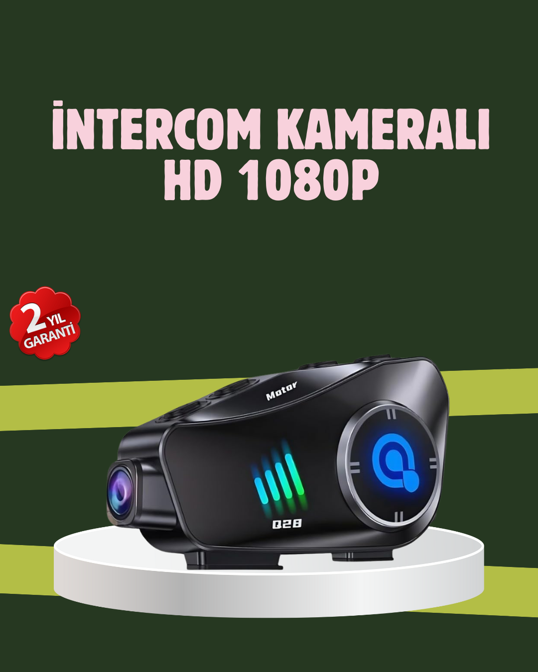 Q28 Full HD Kameralı Motosiklet Kask Kulaklığı – 45 Saat Müzik, IPX6 Su Geçirmez