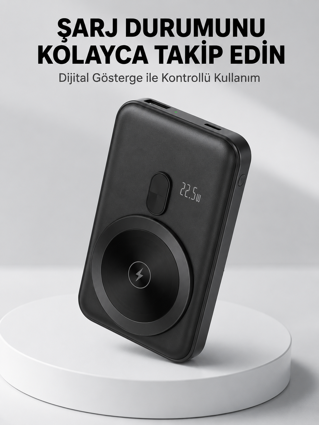 LCD Ekranlı Kablosuz Powerbank Type C ve USB Çıkışlı Yeni Nesil