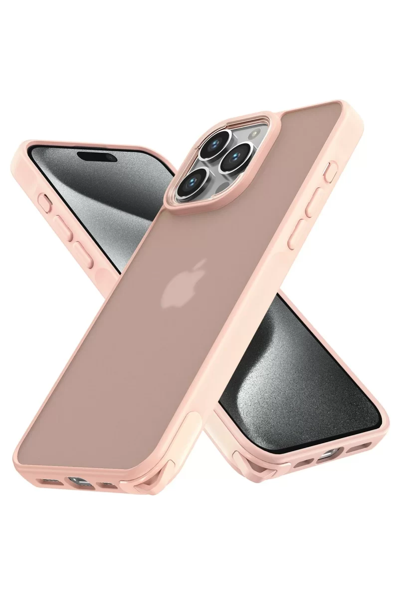 Newface Apple iPhone 15 Pro Max Kılıf Elegant Kapak - Pudra
