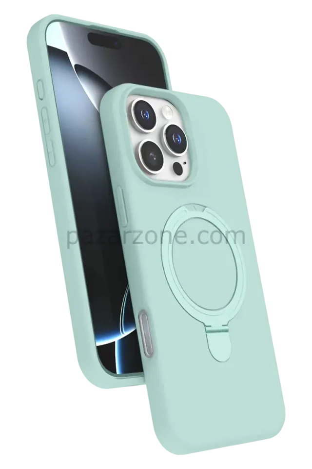 Newface Apple iPhone 16 Pro Regal Magsafe Standlı Kapak - Su Yeşili
