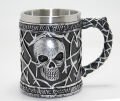 Gotik Kurukafa 3D Kabartmalı Paslanmaz Çelik Kupa Bardak