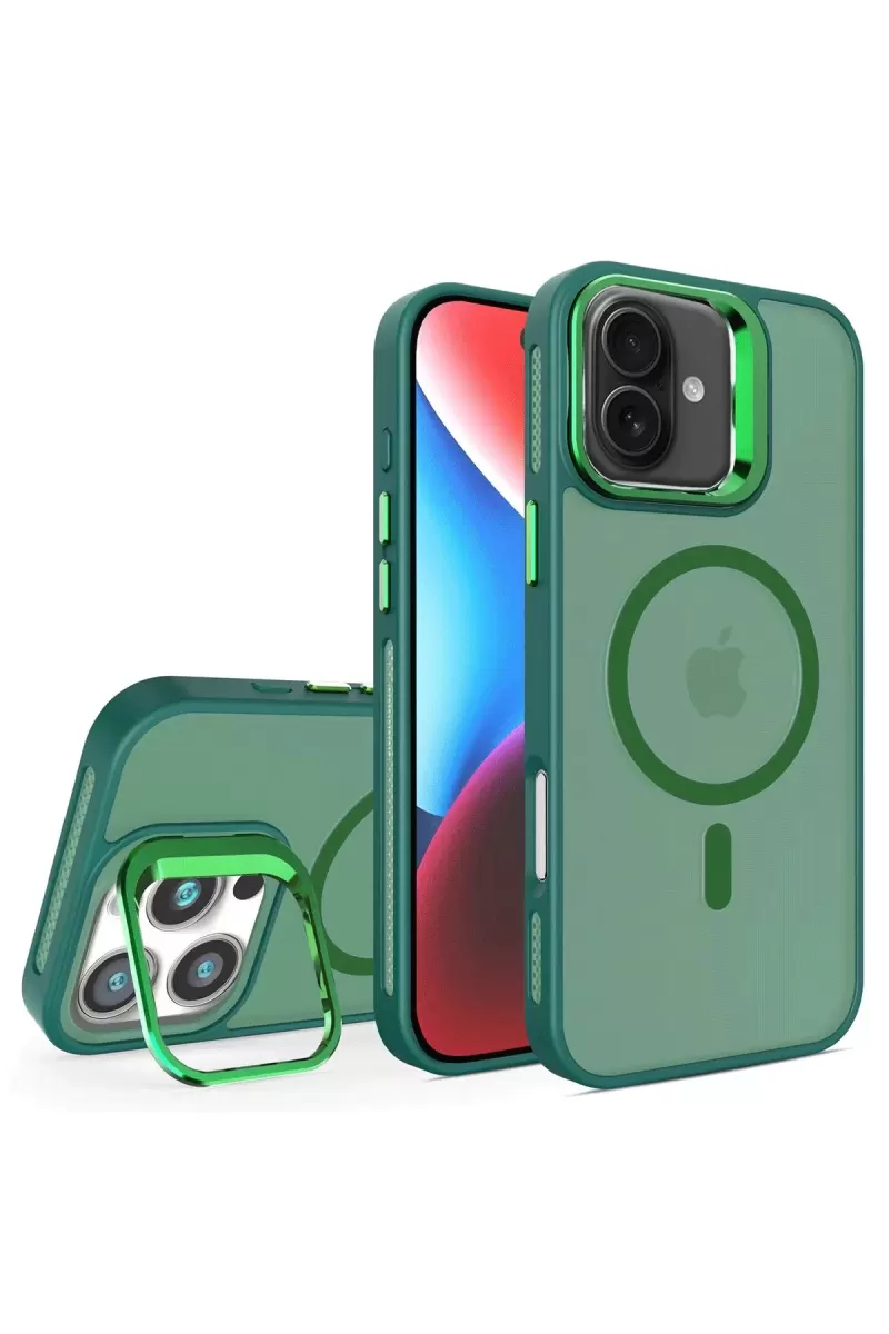 Joko Apple iPhone 16 Plus Flet Lens Magsafe Kapak - Koyu Yeşil