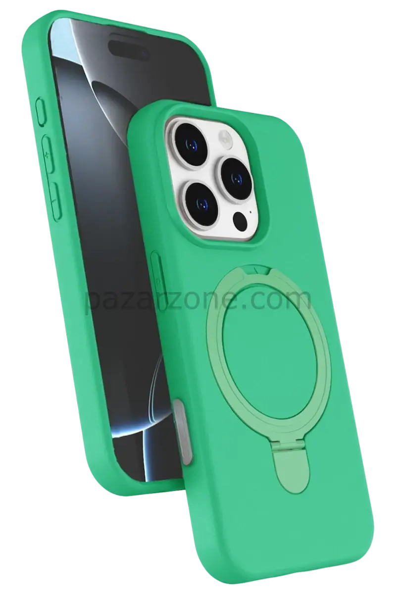 Newface Apple iPhone 16 Pro Regal Magsafe Standlı Kapak - Yeşil