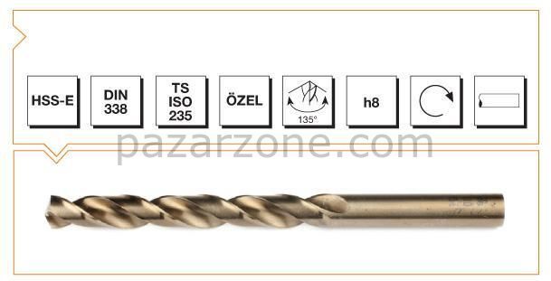 Makina Takım HSS-E Altın Seri İnox Delme Matkap Ucu 1 mm