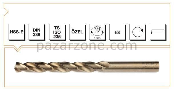 Makina Takım HSS-E Altın Seri İnox Delme Matkap Ucu 1 mm