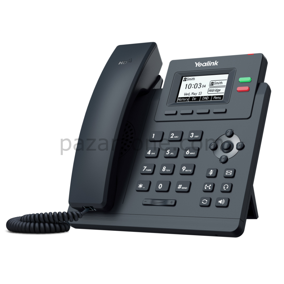 YEALINK SIP-T31P, Masaüstü, Kablolu IP TELEFON, Siyah, 2.3" Siyah Beyaz Ekran, 2xMegabit Ethernet Portu, PoE Destekli