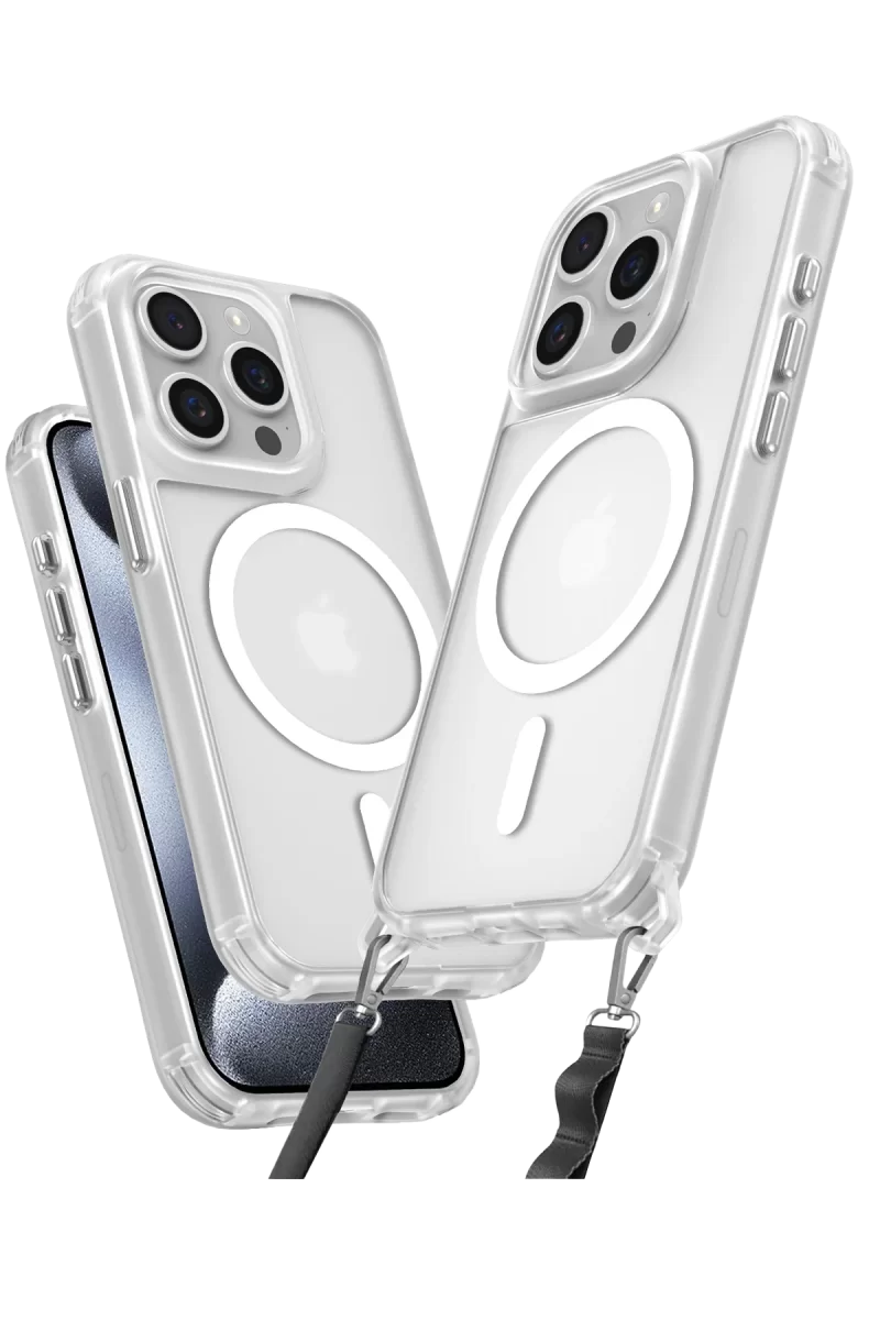 Newface Apple iPhone 15 Pro Max Kılıf Enka Magsafe Silikon Kılıf - Şeffaf