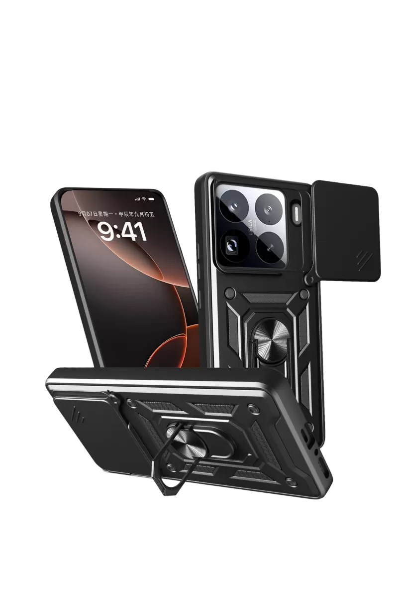 Newface Xiaomi Mi 15 Pro Kılıf Pars Lens Yüzüklü Silikon - Siyah