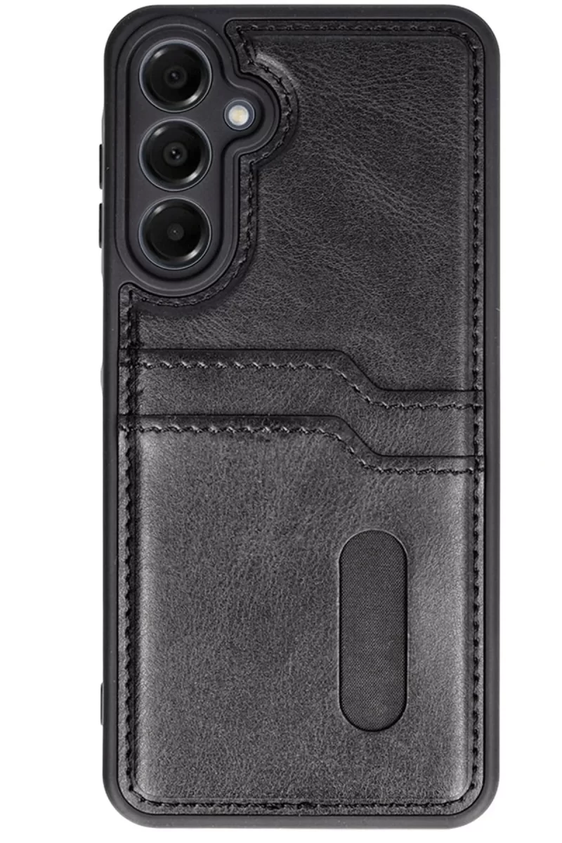 Newface Samsung Galaxy S24 FE Kılıf Sara Kartvizitli Deri Kılıf - Siyah