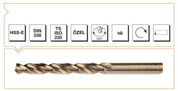 Makina Takım HSS-E Altın Seri İnox Delme Matkap Ucu 3 mm