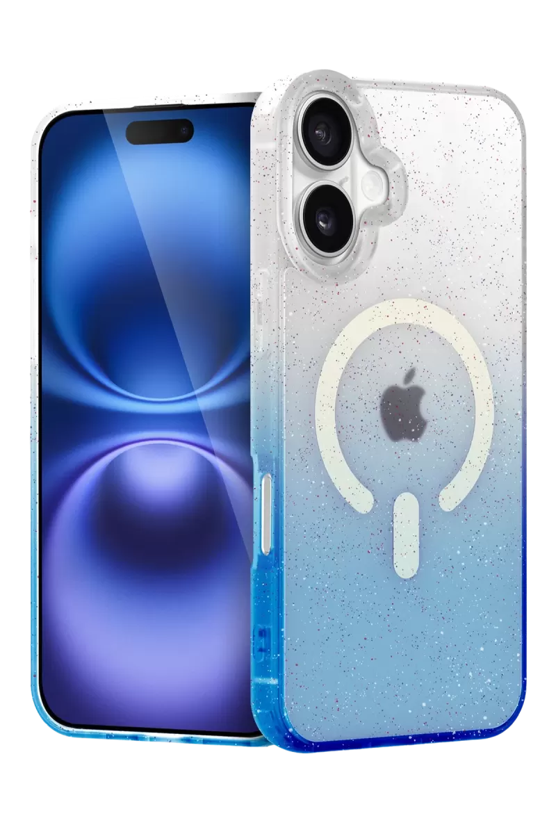 Newface Apple iPhone 16 Pummel Shiny Magsafe Kapak - Mavi