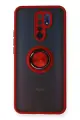 Newface Xiaomi Redmi 9 Kılıf Montreal Yüzüklü Silikon Kapak - Kırmızı