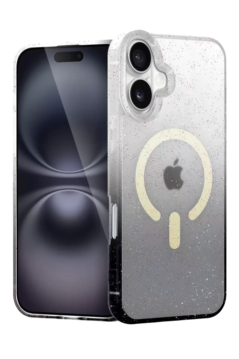 Newface Apple iPhone 16 Pummel Shiny Magsafe Kapak - Siyah