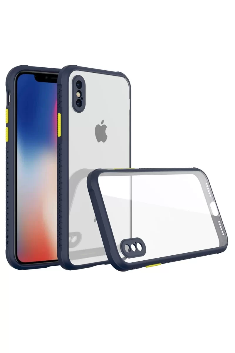 Newface Apple iPhone XS Max Kılıf Miami Şeffaf Silikon - Lacivert