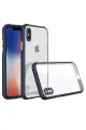 Newface Apple iPhone XS Max Kılıf Miami Şeffaf Silikon - Lacivert